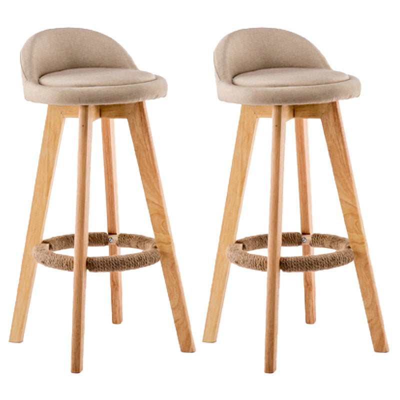 Contemporary Wood Stool Backrest Fabric Counter Stool for Restaurant