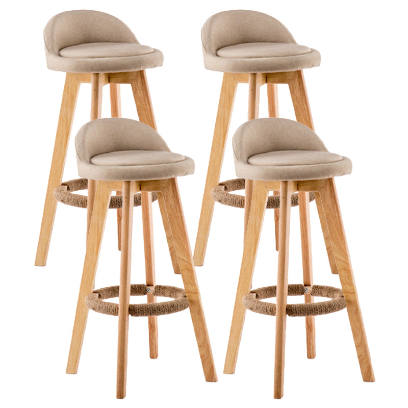 Contemporary Wood Stool Backrest Fabric Counter Stool for Restaurant