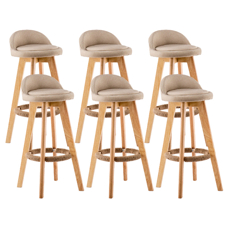 Contemporary Wood Stool Backrest Fabric Counter Stool for Restaurant