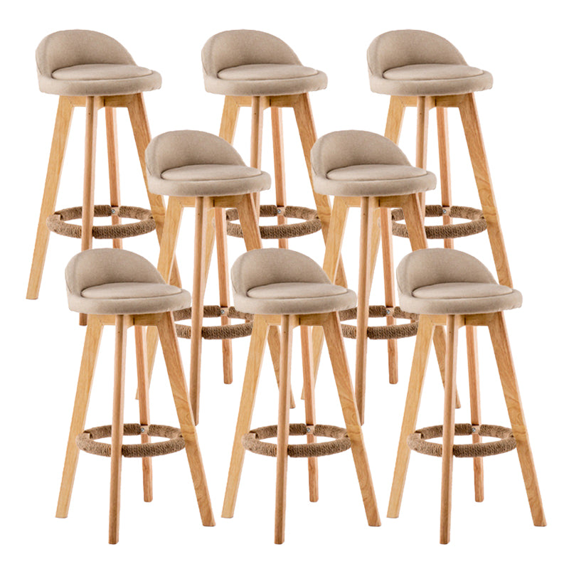 Contemporary Wood Stool Backrest Fabric Counter Stool for Restaurant