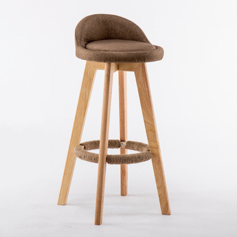 Contemporary Wood Stool Backrest Fabric Counter Stool for Restaurant