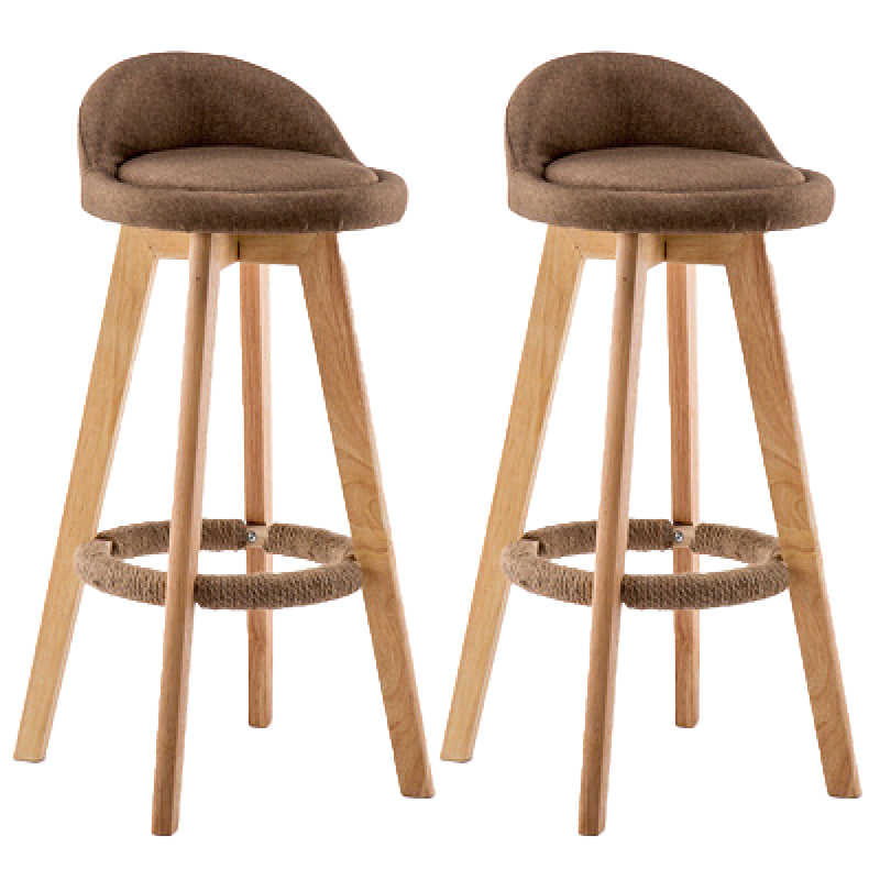 Contemporary Wood Stool Backrest Fabric Counter Stool for Restaurant