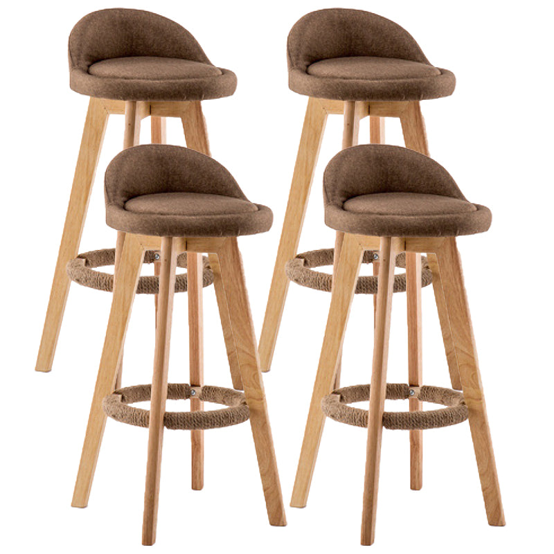 Contemporary Wood Stool Backrest Fabric Counter Stool for Restaurant