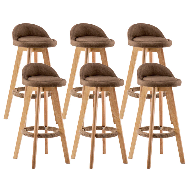 Contemporary Wood Stool Backrest Fabric Counter Stool for Restaurant