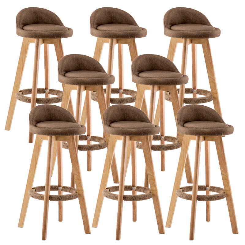 Contemporary Wood Stool Backrest Fabric Counter Stool for Restaurant