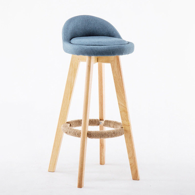 Contemporary Wood Stool Backrest Fabric Counter Stool for Restaurant