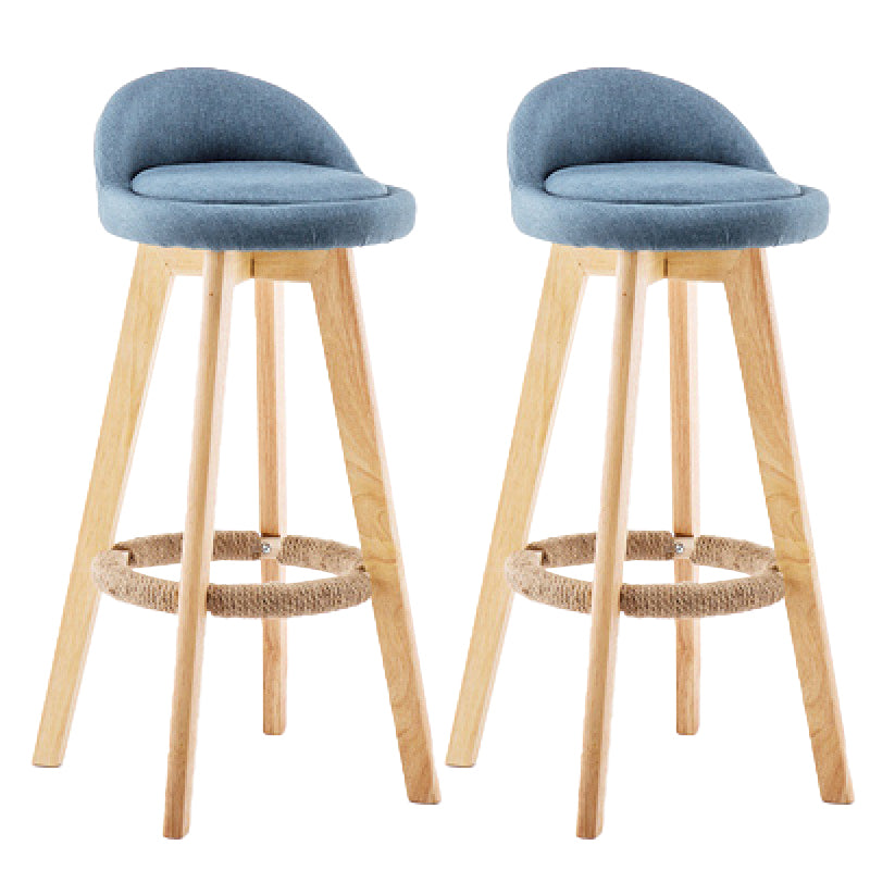 Contemporary Wood Stool Backrest Fabric Counter Stool for Restaurant