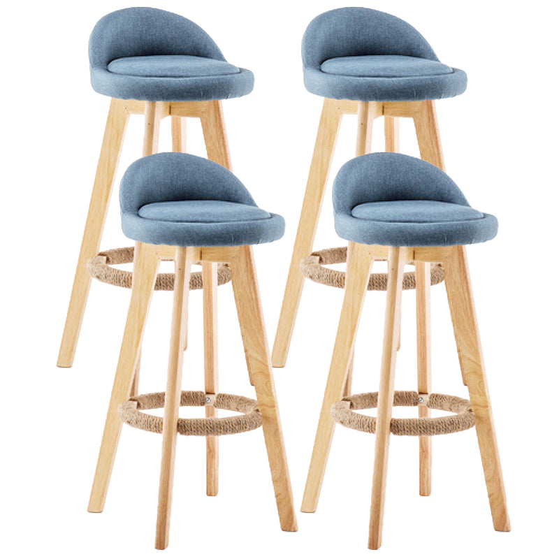 Contemporary Wood Stool Backrest Fabric Counter Stool for Restaurant
