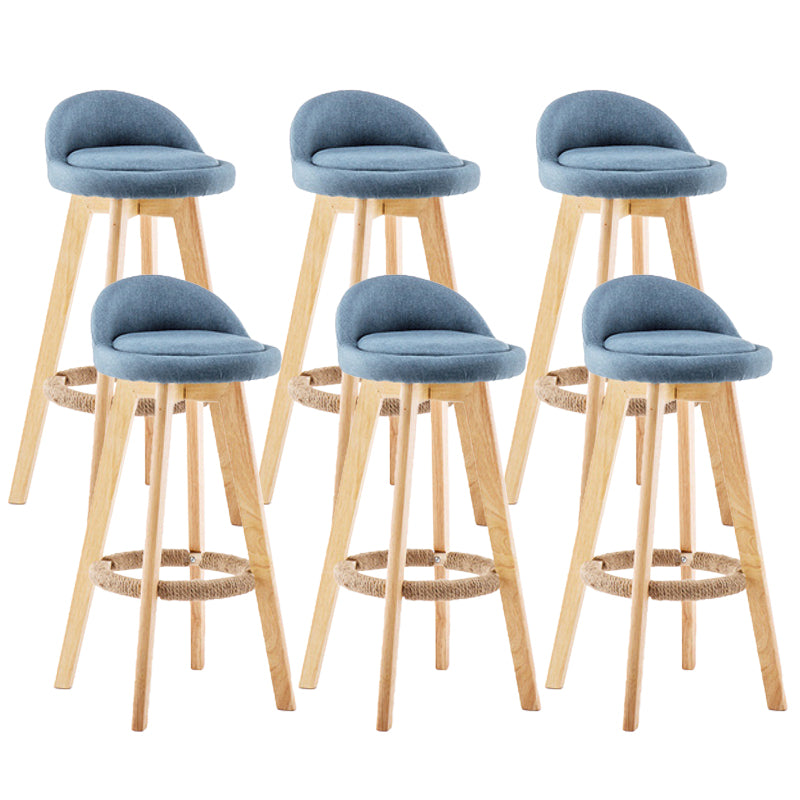 Contemporary Wood Stool Backrest Fabric Counter Stool for Restaurant