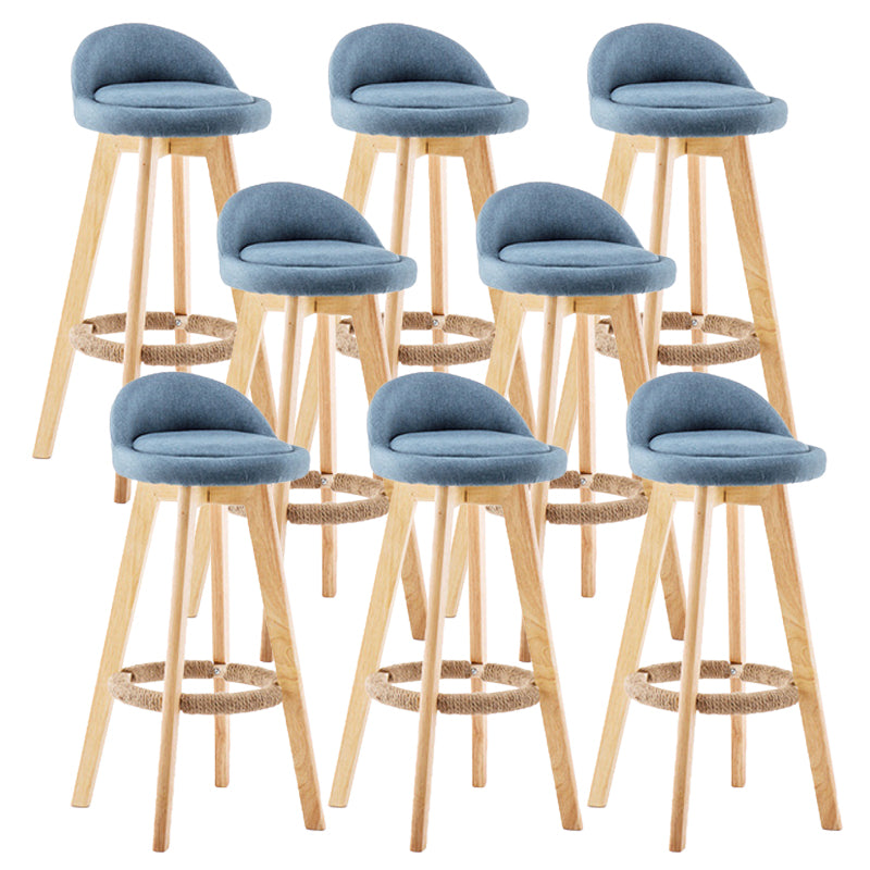 Contemporary Wood Stool Backrest Fabric Counter Stool for Restaurant