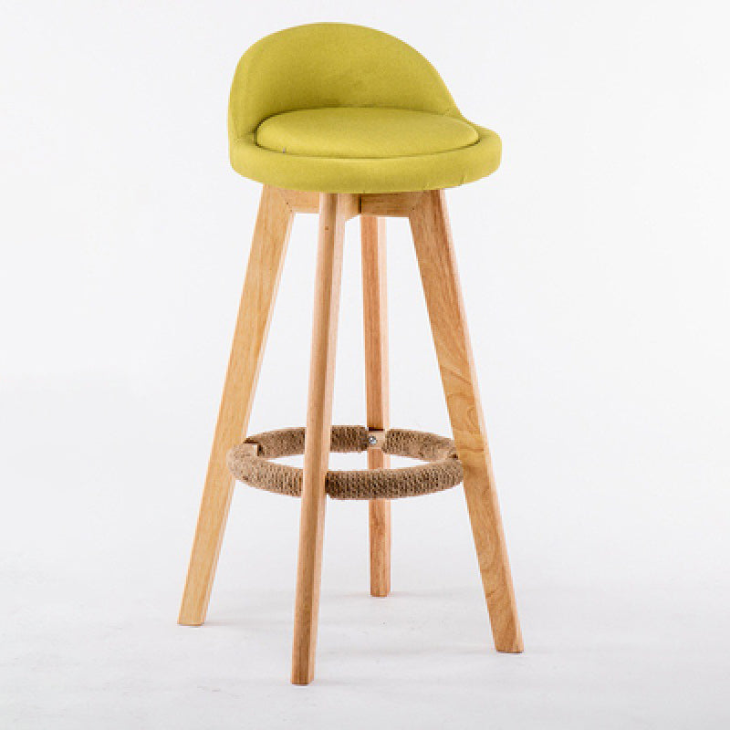 Contemporary Wood Stool Backrest Fabric Counter Stool for Restaurant