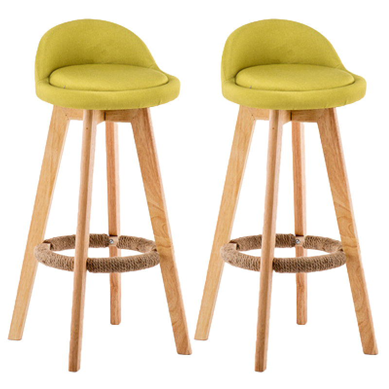 Contemporary Wood Stool Backrest Fabric Counter Stool for Restaurant