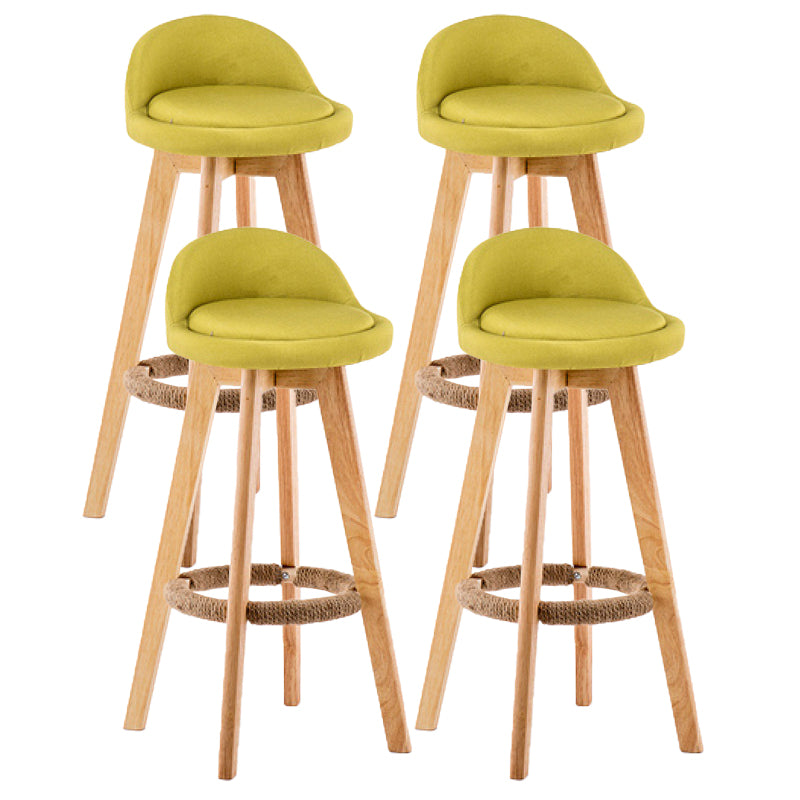 Contemporary Wood Stool Backrest Fabric Counter Stool for Restaurant
