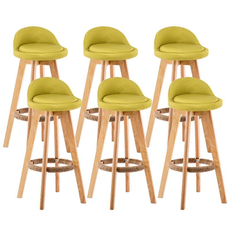 Contemporary Wood Stool Backrest Fabric Counter Stool for Restaurant