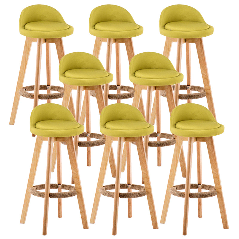 Contemporary Wood Stool Backrest Fabric Counter Stool for Restaurant
