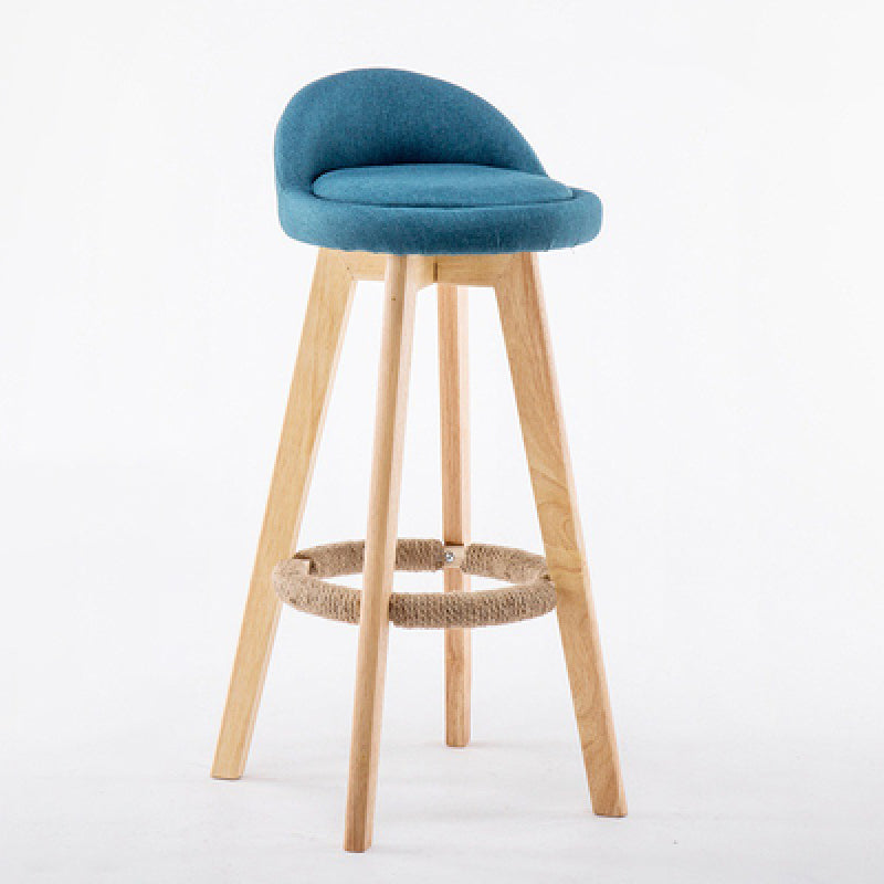 Contemporary Wood Stool Backrest Fabric Counter Stool for Restaurant