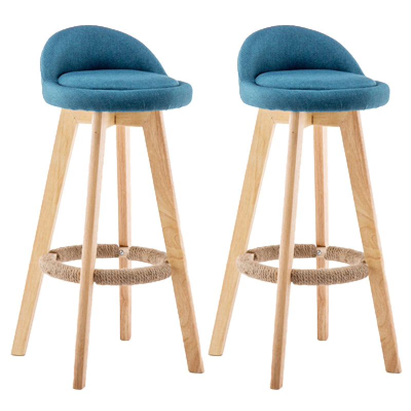 Contemporary Wood Stool Backrest Fabric Counter Stool for Restaurant