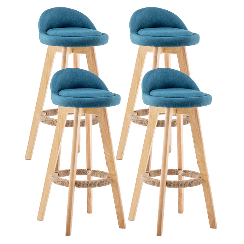 Contemporary Wood Stool Backrest Fabric Counter Stool for Restaurant