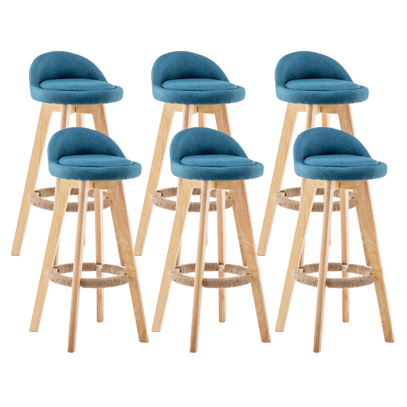 Contemporary Wood Stool Backrest Fabric Counter Stool for Restaurant
