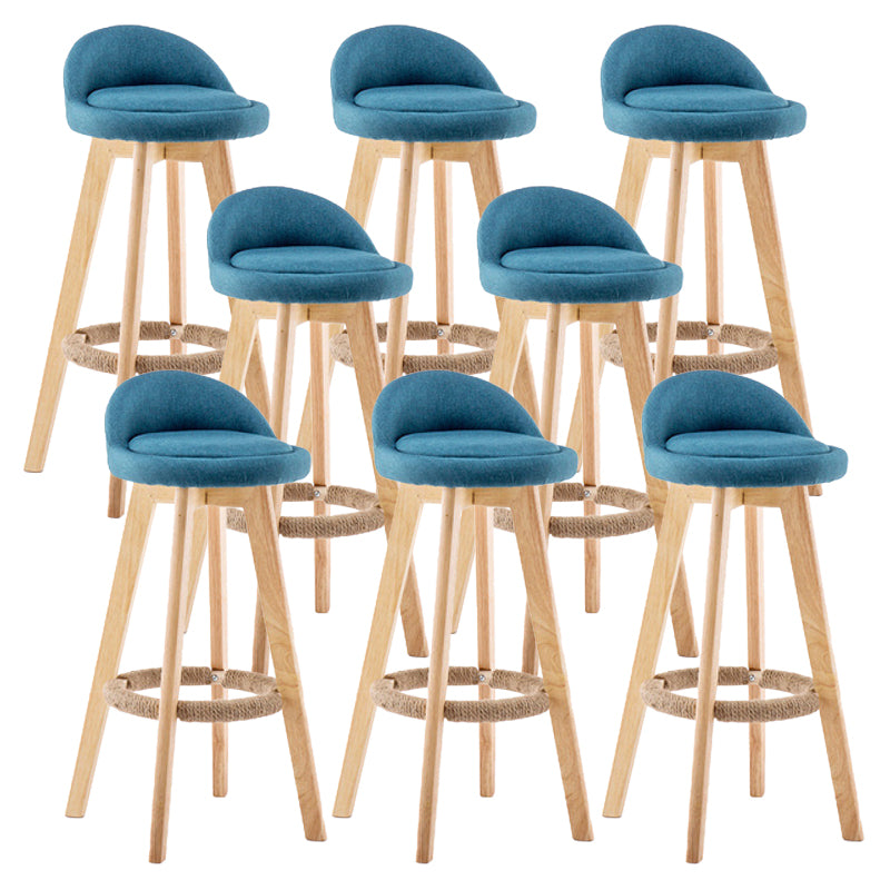 Contemporary Wood Stool Backrest Fabric Counter Stool for Restaurant