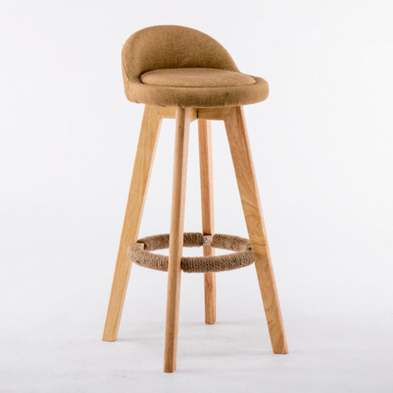 Contemporary Wood Stool Backrest Fabric Counter Stool for Restaurant