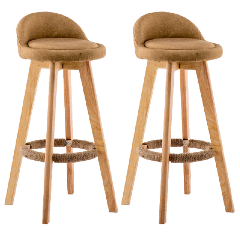 Contemporary Wood Stool Backrest Fabric Counter Stool for Restaurant