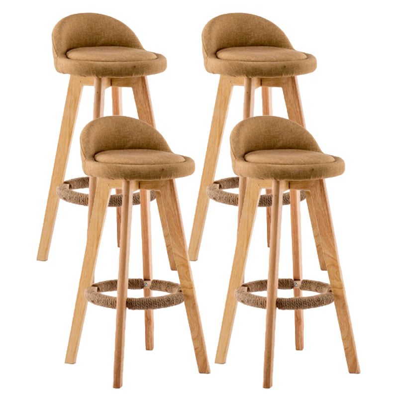 Contemporary Wood Stool Backrest Fabric Counter Stool for Restaurant