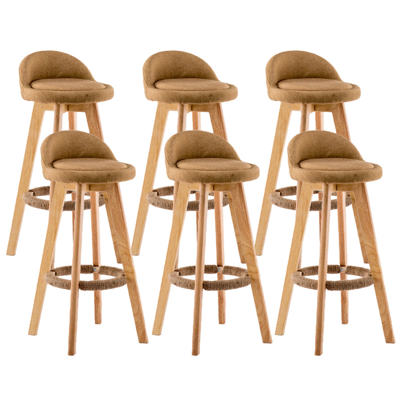Contemporary Wood Stool Backrest Fabric Counter Stool for Restaurant