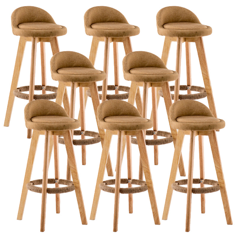Contemporary Wood Stool Backrest Fabric Counter Stool for Restaurant