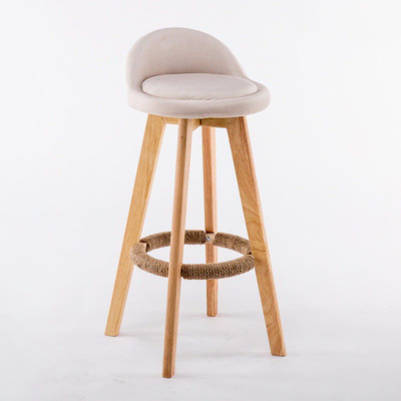 Contemporary Wood Stool Backrest Fabric Counter Stool for Restaurant