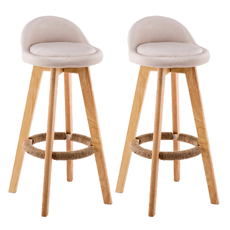 Contemporary Wood Stool Backrest Fabric Counter Stool for Restaurant