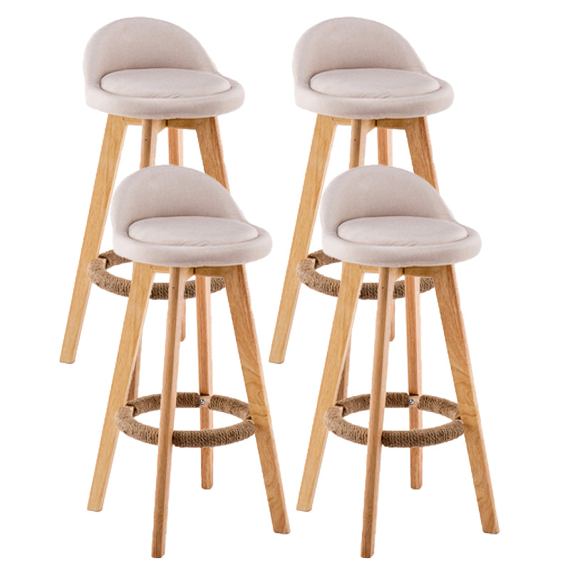 Contemporary Wood Stool Backrest Fabric Counter Stool for Restaurant