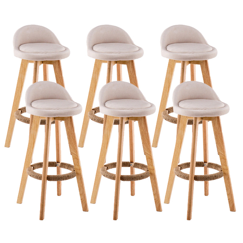 Contemporary Wood Stool Backrest Fabric Counter Stool for Restaurant
