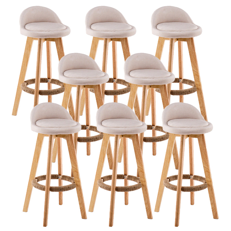 Contemporary Wood Stool Backrest Fabric Counter Stool for Restaurant