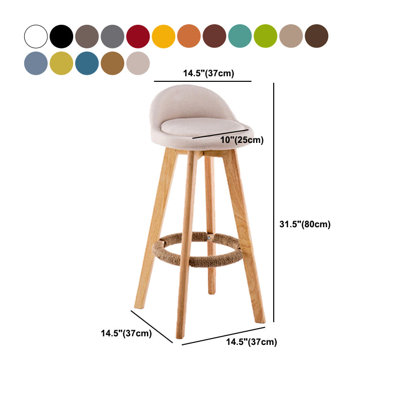 Contemporary Wood Stool Backrest Fabric Counter Stool for Restaurant