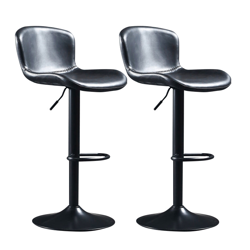 Industrial Adjustable Height Swivel Bar Stool Faux Leather Upholstered Bar Stool