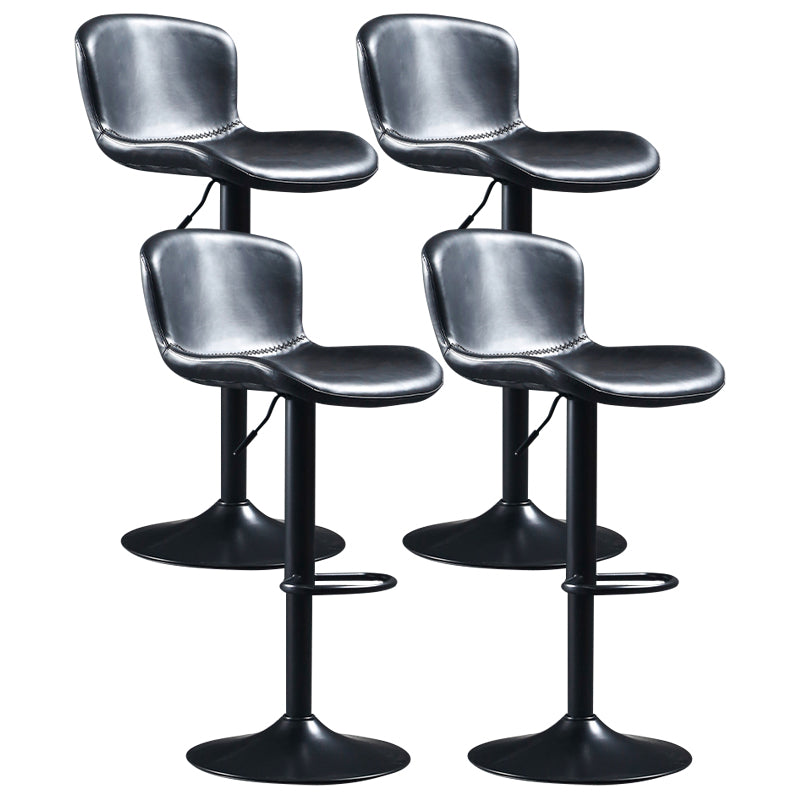 Industrial Adjustable Height Swivel Bar Stool Faux Leather Upholstered Bar Stool