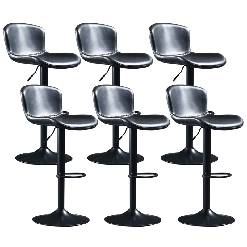 Industrial Adjustable Height Swivel Bar Stool Faux Leather Upholstered Bar Stool