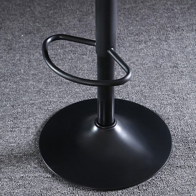 Industrial Adjustable Height Swivel Bar Stool Faux Leather Upholstered Bar Stool