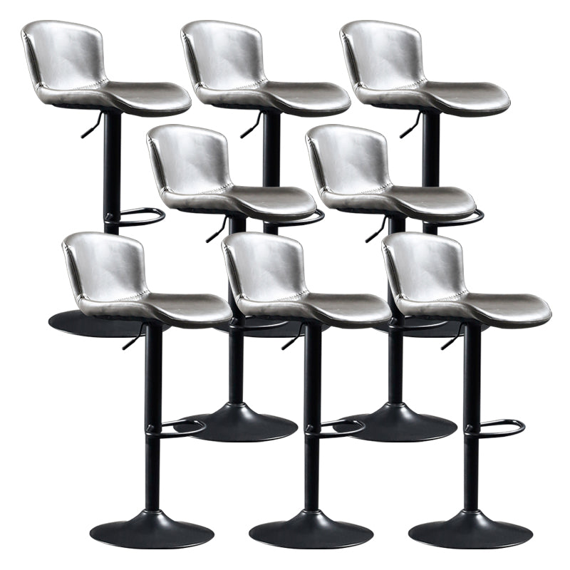Industrial Adjustable Height Swivel Bar Stool Faux Leather Upholstered Bar Stool