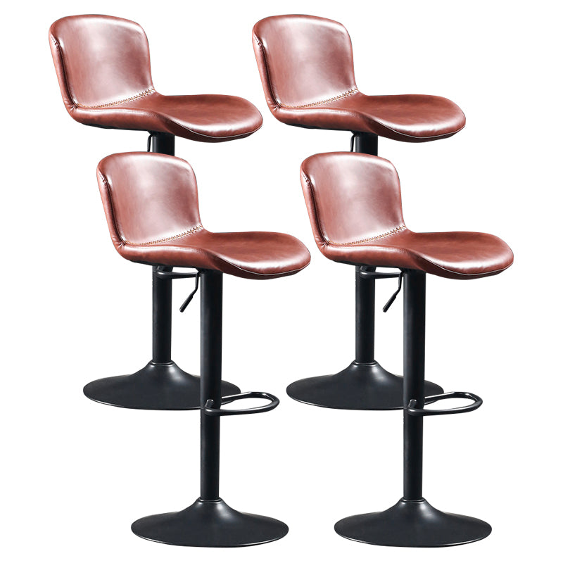 Industrial Adjustable Height Swivel Bar Stool Faux Leather Upholstered Bar Stool