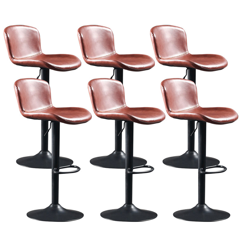Industrial Adjustable Height Swivel Bar Stool Faux Leather Upholstered Bar Stool