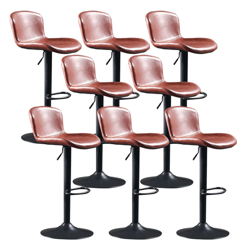 Industrial Adjustable Height Swivel Bar Stool Faux Leather Upholstered Bar Stool