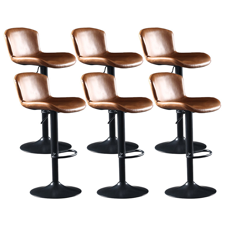 Industrial Adjustable Height Swivel Bar Stool Faux Leather Upholstered Bar Stool