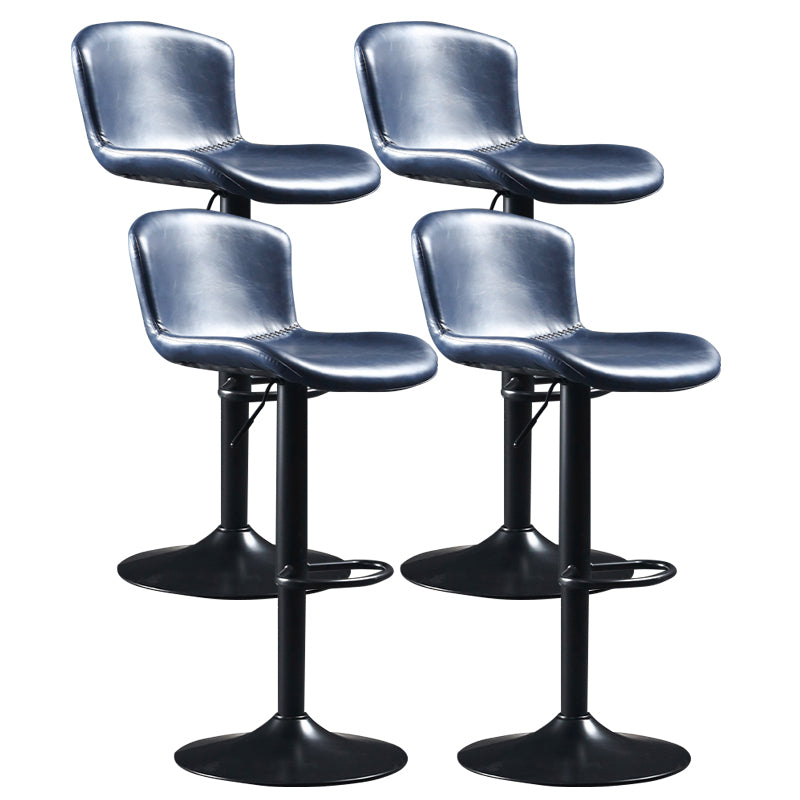 Industrial Adjustable Height Swivel Bar Stool Faux Leather Upholstered Bar Stool