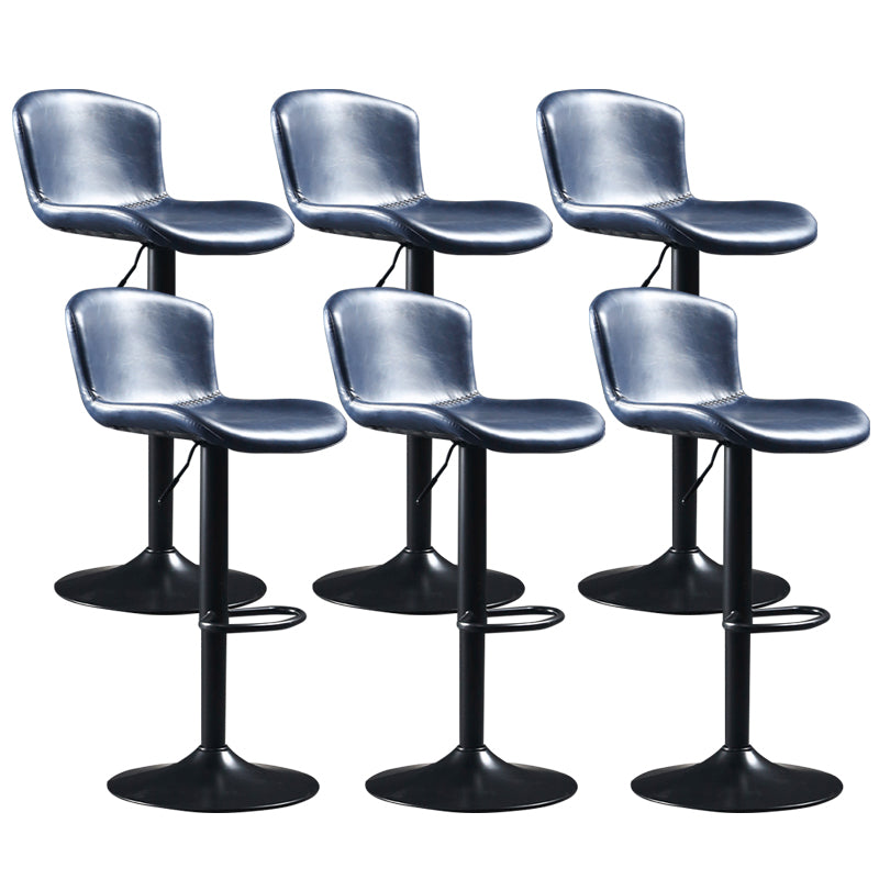 Industrial Adjustable Height Swivel Bar Stool Faux Leather Upholstered Bar Stool