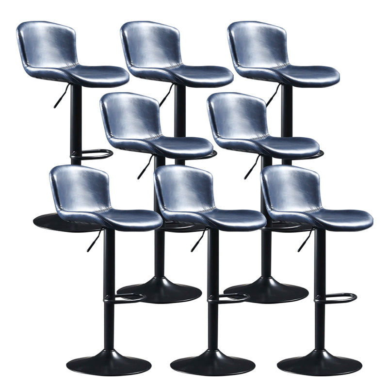 Industrial Adjustable Height Swivel Bar Stool Faux Leather Upholstered Bar Stool