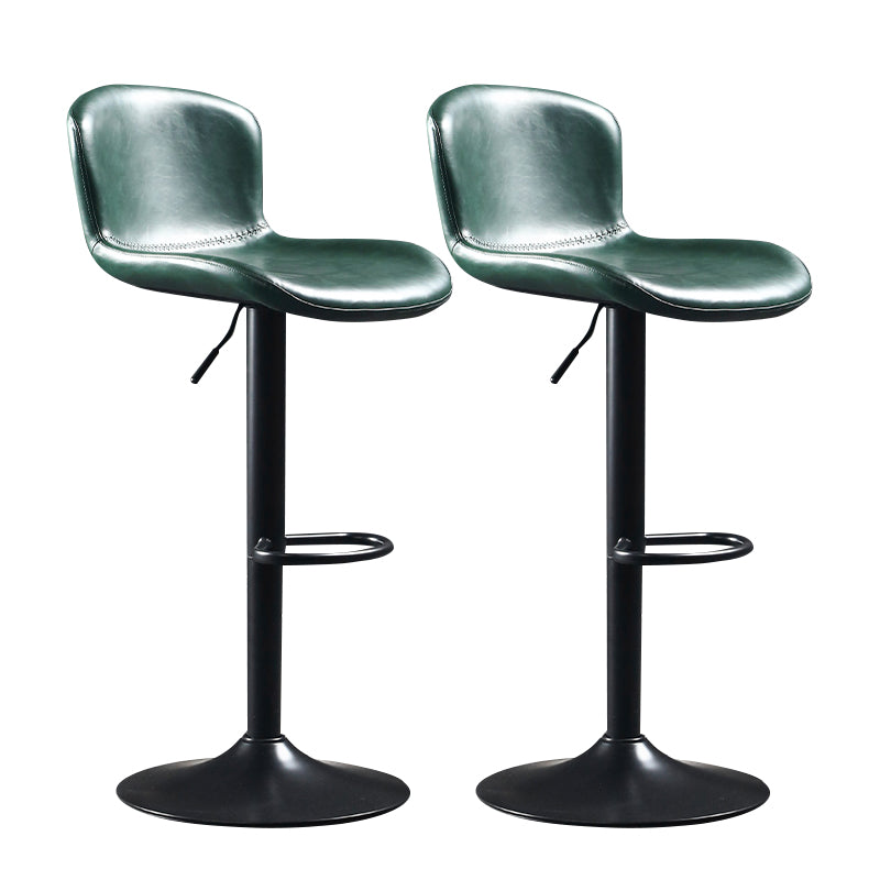 Industrial Adjustable Height Swivel Bar Stool Faux Leather Upholstered Bar Stool