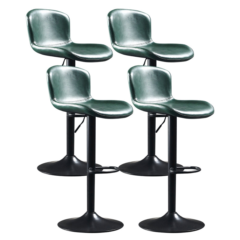 Industrial Adjustable Height Swivel Bar Stool Faux Leather Upholstered Bar Stool