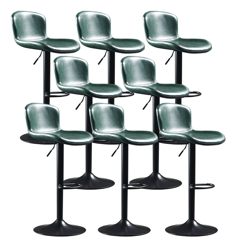 Industrial Adjustable Height Swivel Bar Stool Faux Leather Upholstered Bar Stool